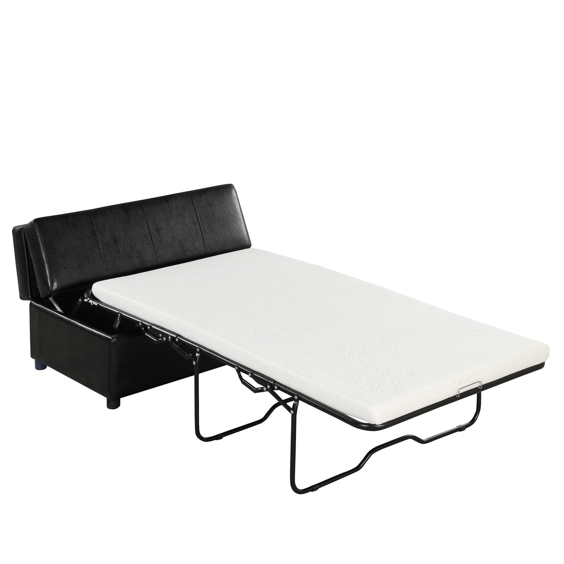 Twin Size Folding Ottoman Sleeper Bed with Mattress Convertible Guest Bed Black image 17