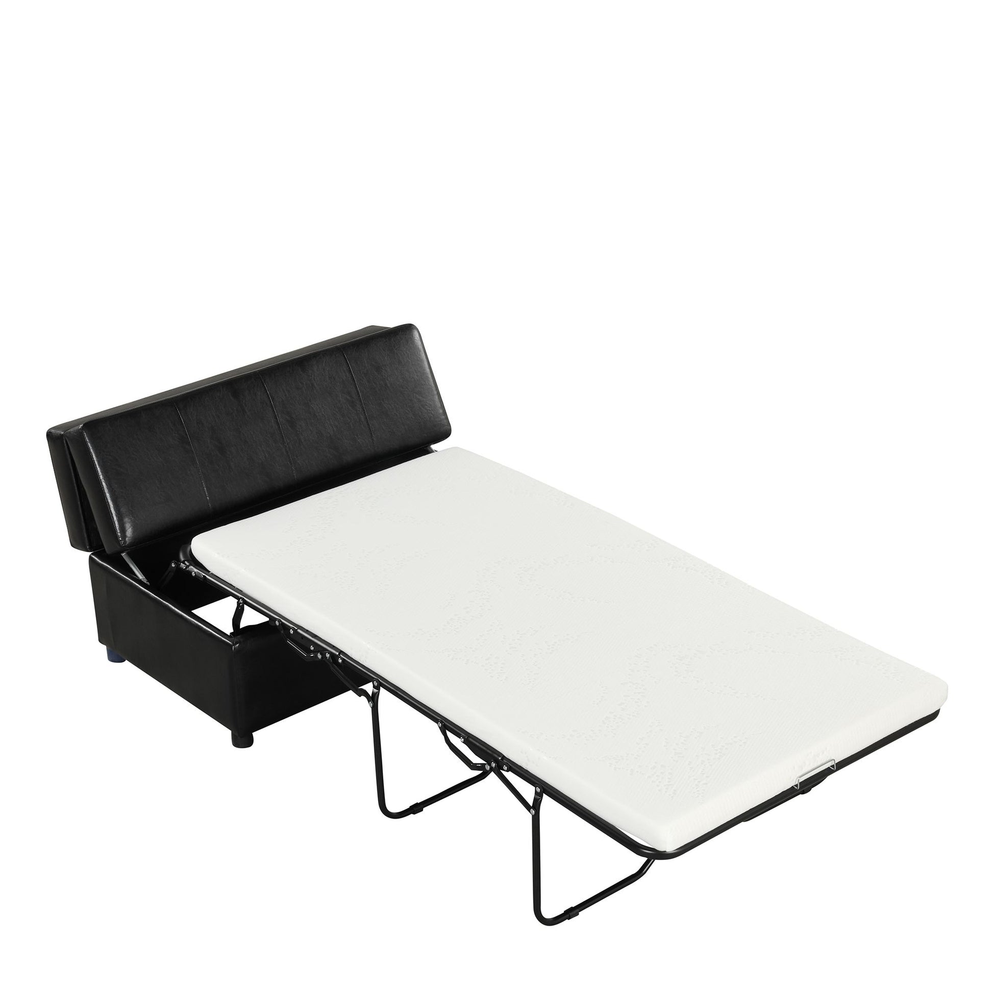 Twin Size Folding Ottoman Sleeper Bed with Mattress Convertible Guest Bed Black image 14