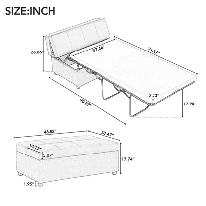 Twin Size Folding Ottoman Sleeper Bed with Mattress Convertible Guest Bed Black image 2