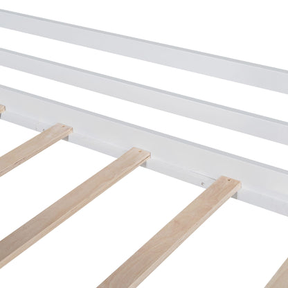 Twin Size Loft Bed with Ladder and Slide, House Bed with Blackboard and Light Strip on the Roof, White image 17