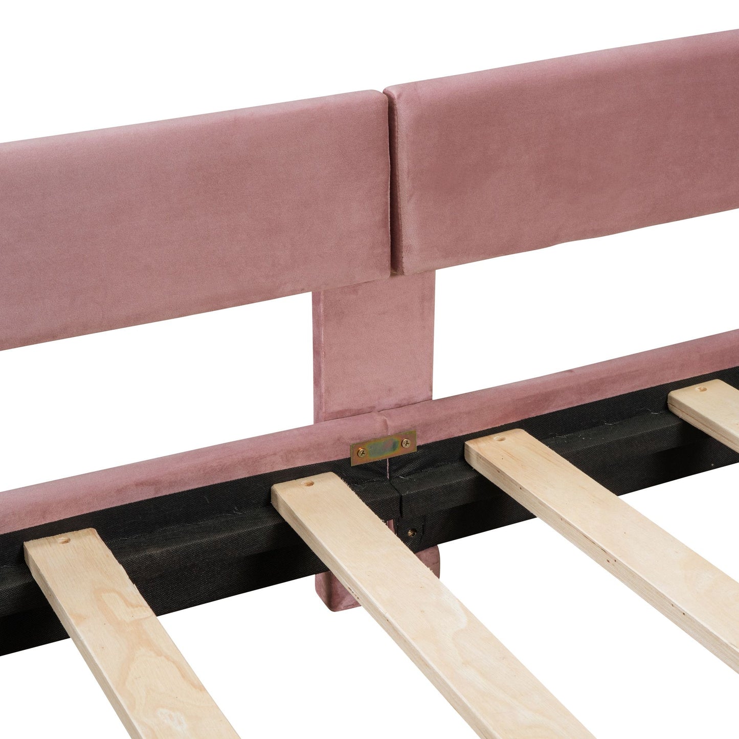 Twin Size Upholstered Daybed with Classic Stripe Shaped Headboard, Pink image 11