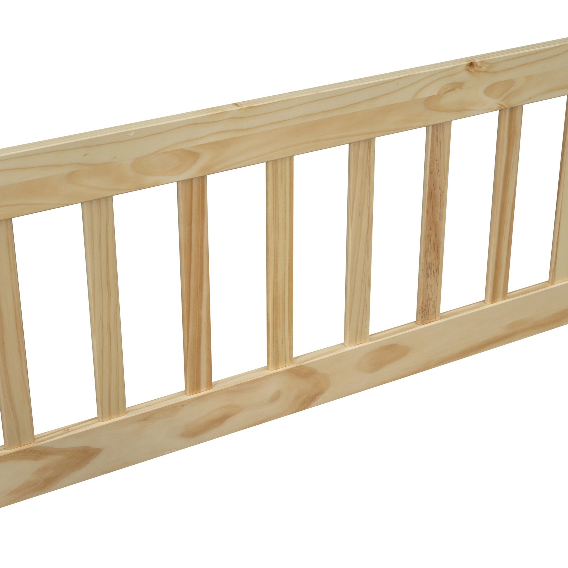 Twin Wood House-Shaped Floor Bed with Fence, Guardrails ,Natural image 4