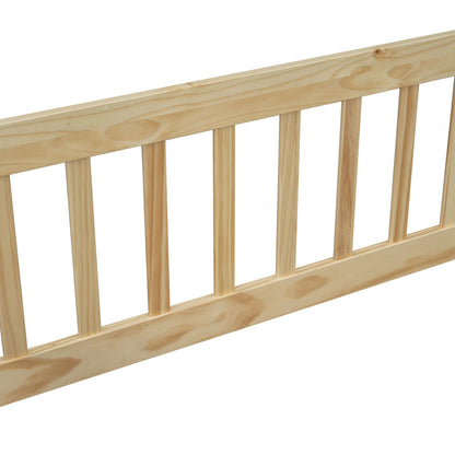 Twin Wood House-Shaped Floor Bed with Fence, Guardrails ,Natural image 4