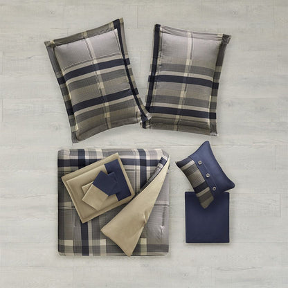 Twin XL Plaid Comforter Set with Bed Sheets image 4