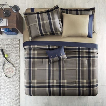 Twin XL Plaid Comforter Set with Bed Sheets image 3