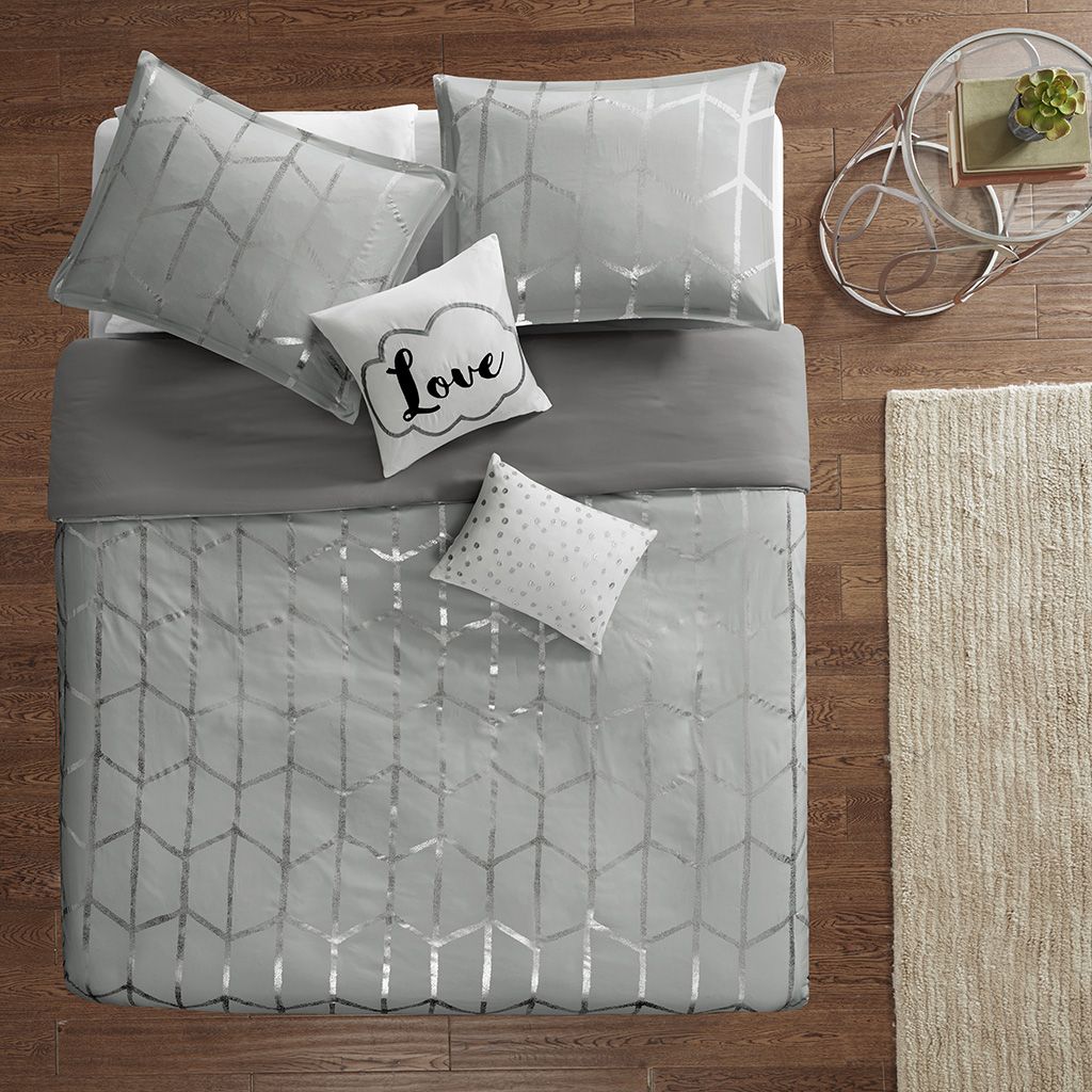 Twin/Twin XL Metallic Printed Duvet Cover Set image 2