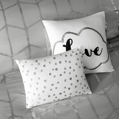 Twin/Twin XL Metallic Printed Duvet Cover Set image 11