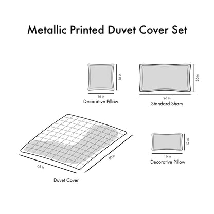 Twin/Twin XL Metallic Printed Duvet Cover Set image 16