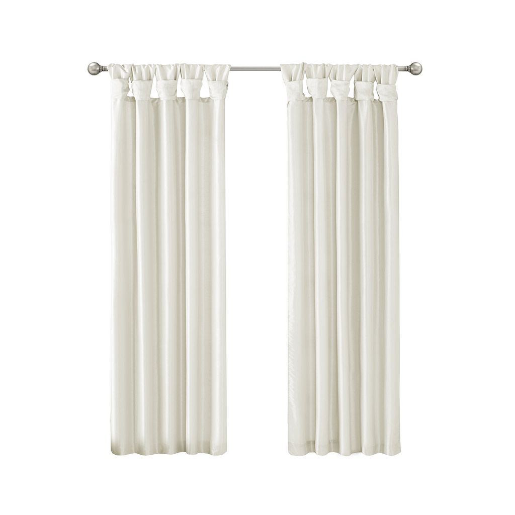 Twist Tab Lined Window Curtain Panel White 50x84" image 12