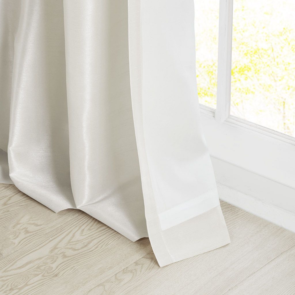 Twist Tab Lined Window Curtain Panel White 50x84" image 15