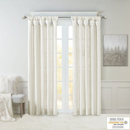 Twist Tab Lined Window Curtain Panel White 50x84" image 9