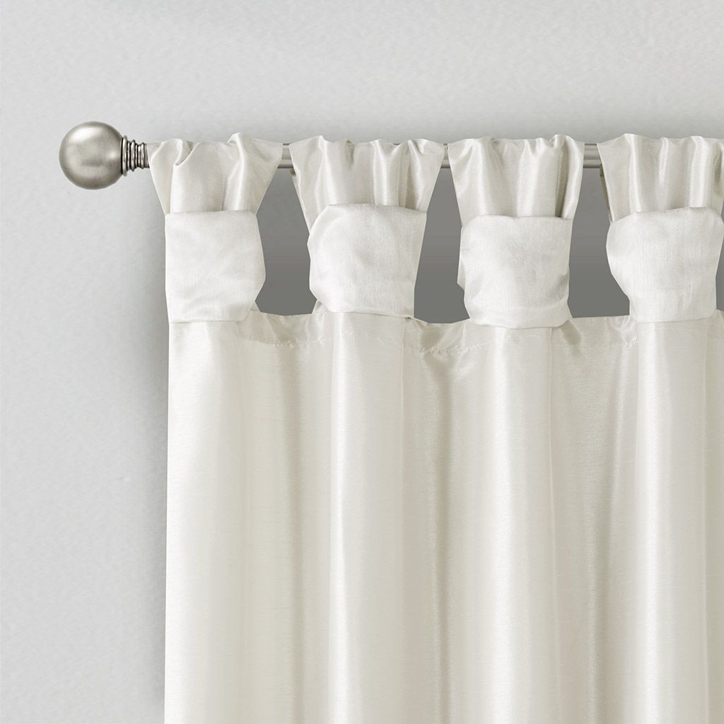 Twist Tab Lined Window Curtain Panel White 50x84" image 3
