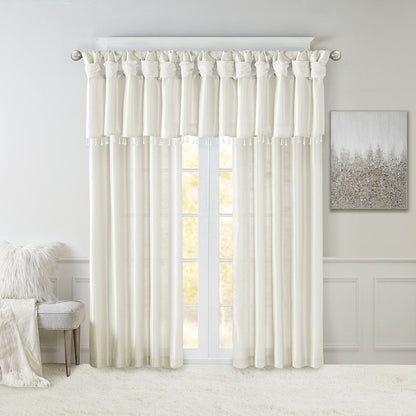 Twist Tab Lined Window Curtain Panel White 50x84" image 10