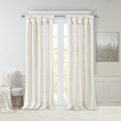 Twist Tab Lined Window Curtain Panel White 50x84" image 7