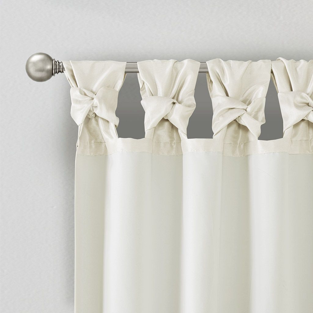 Twist Tab Lined Window Curtain Panel White 50x84" image 13
