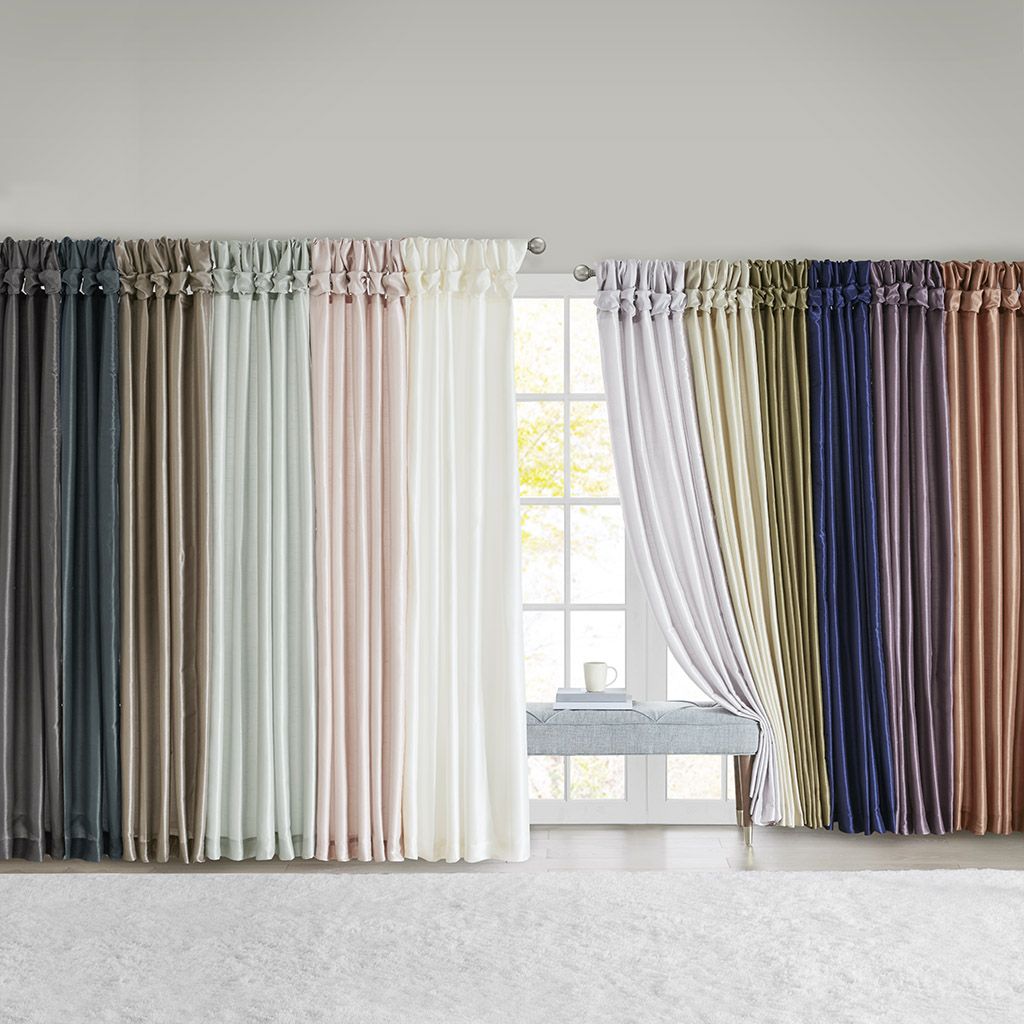 Twist Tab Lined Window Curtain Panel White 50x84" image 8
