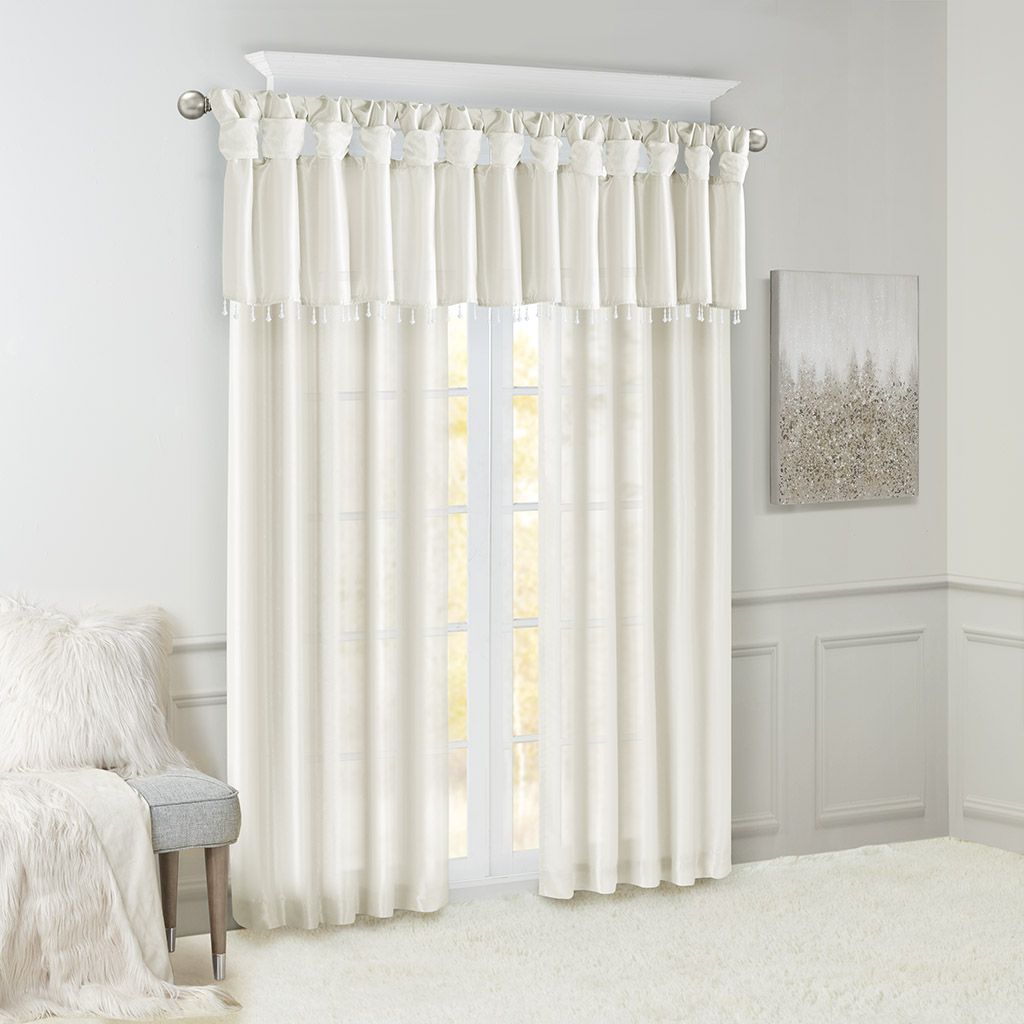 Twist Tab Lined Window Curtain Panel White 50x84" image 11