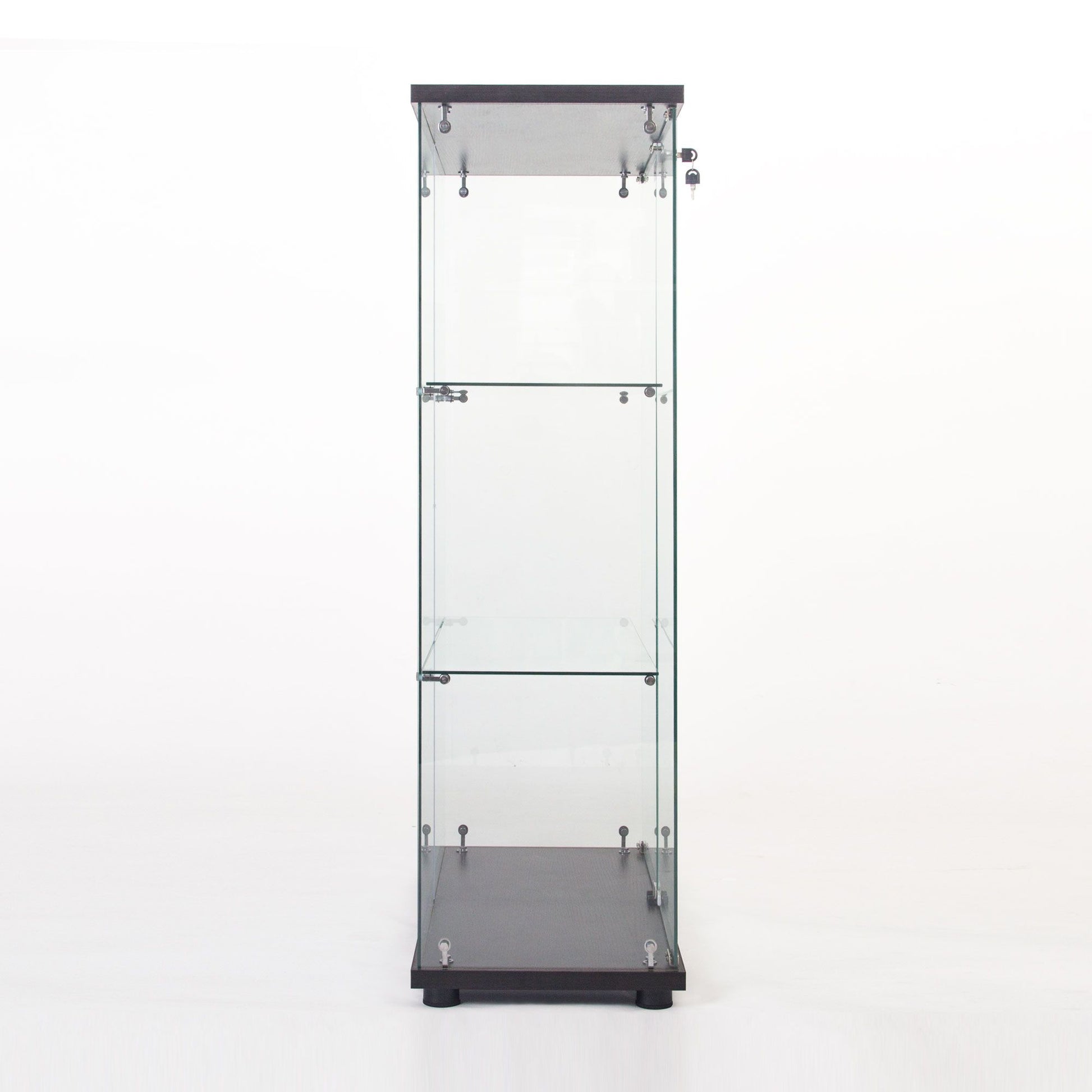 Two Door Glass Cabinet Glass Display Cabinet with 3 Shelves, Black image 2