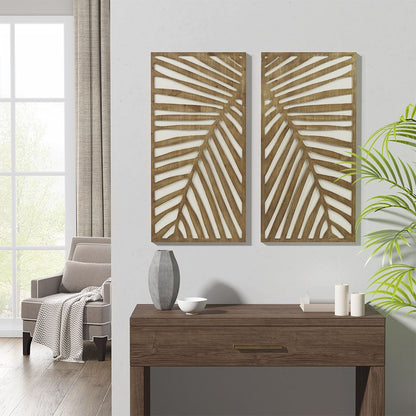 Two-tone 2-piece Wood Panel Wall Decor Set image 1