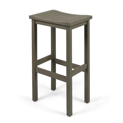 3-Piece Balcony Bar Set with Bottom Shelf Table and 2 Stools, Grey Finish image 10