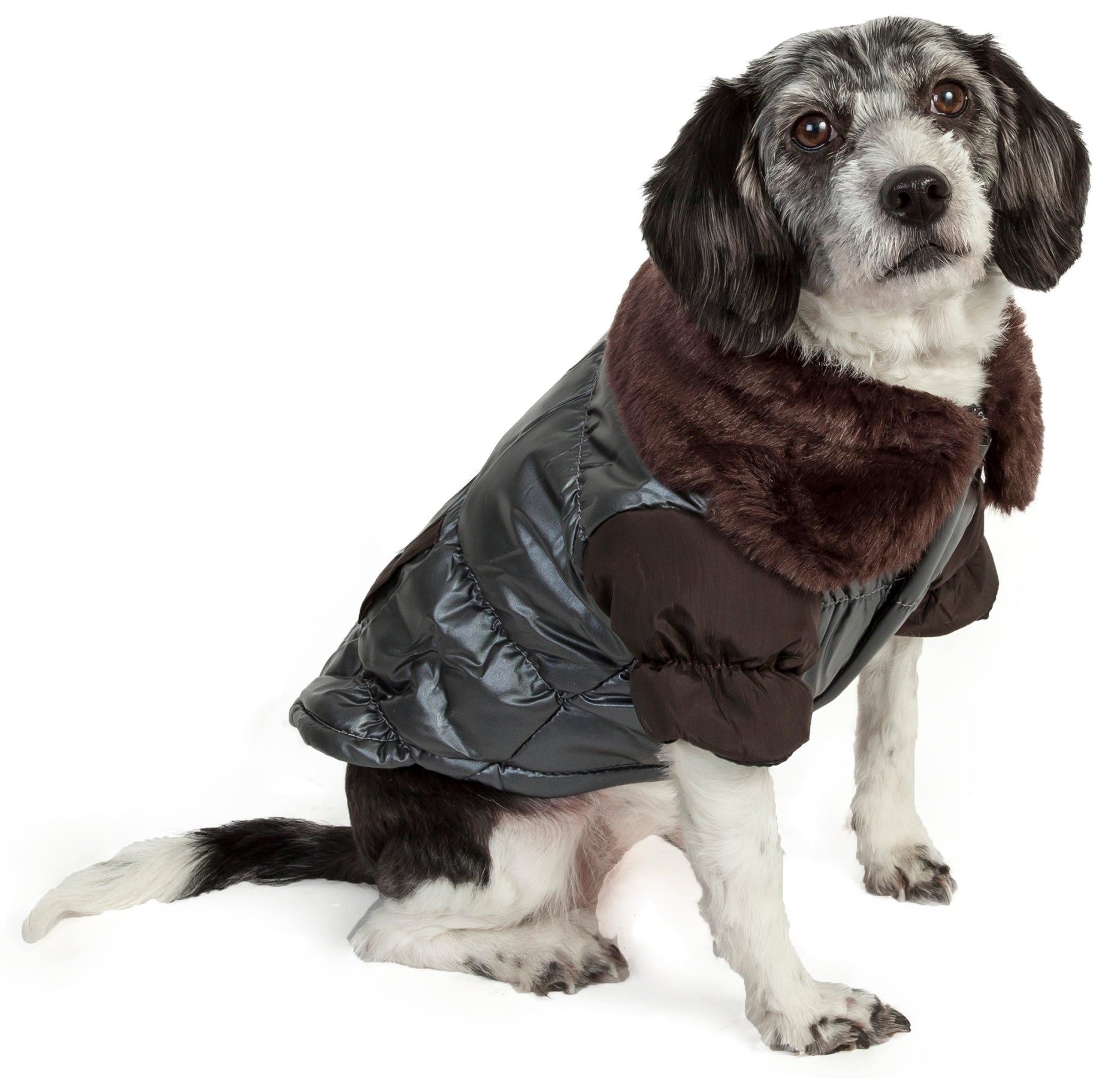 Ultra Fur 'Track-Collared' Metallic Pet Jacket image 1