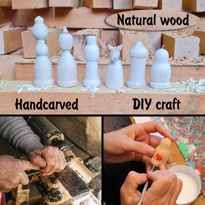 Unfinished Wood Chess Pieces Only Set of 32 pcs Paint Your Own Chess Set Blank Chess Sets for DIY Unfinished for Arts an image 5