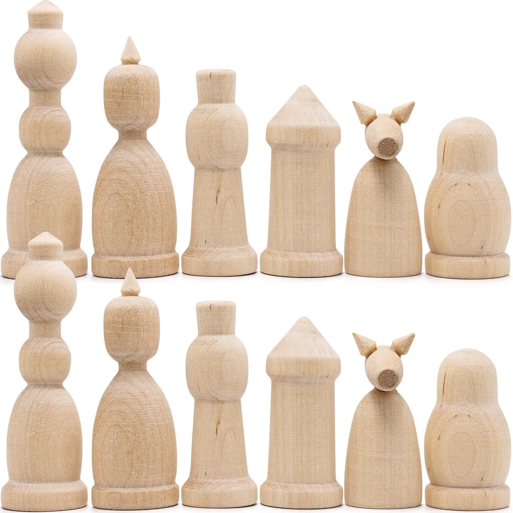 Unfinished Wood Chess Pieces Only Set of 32 pcs Paint Your Own Chess Set Blank Chess Sets for DIY Unfinished for Arts an image 6