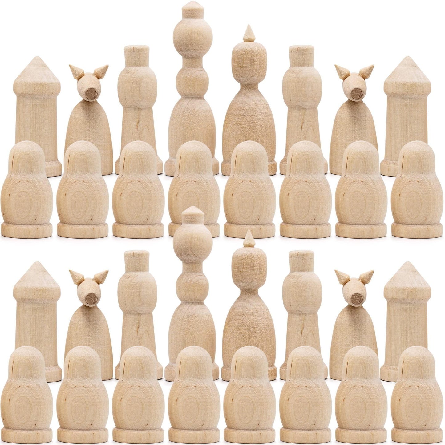 Unfinished Wood Chess Pieces Only Set of 32 pcs Paint Your Own Chess Set Blank Chess Sets for DIY Unfinished for Arts an image 1