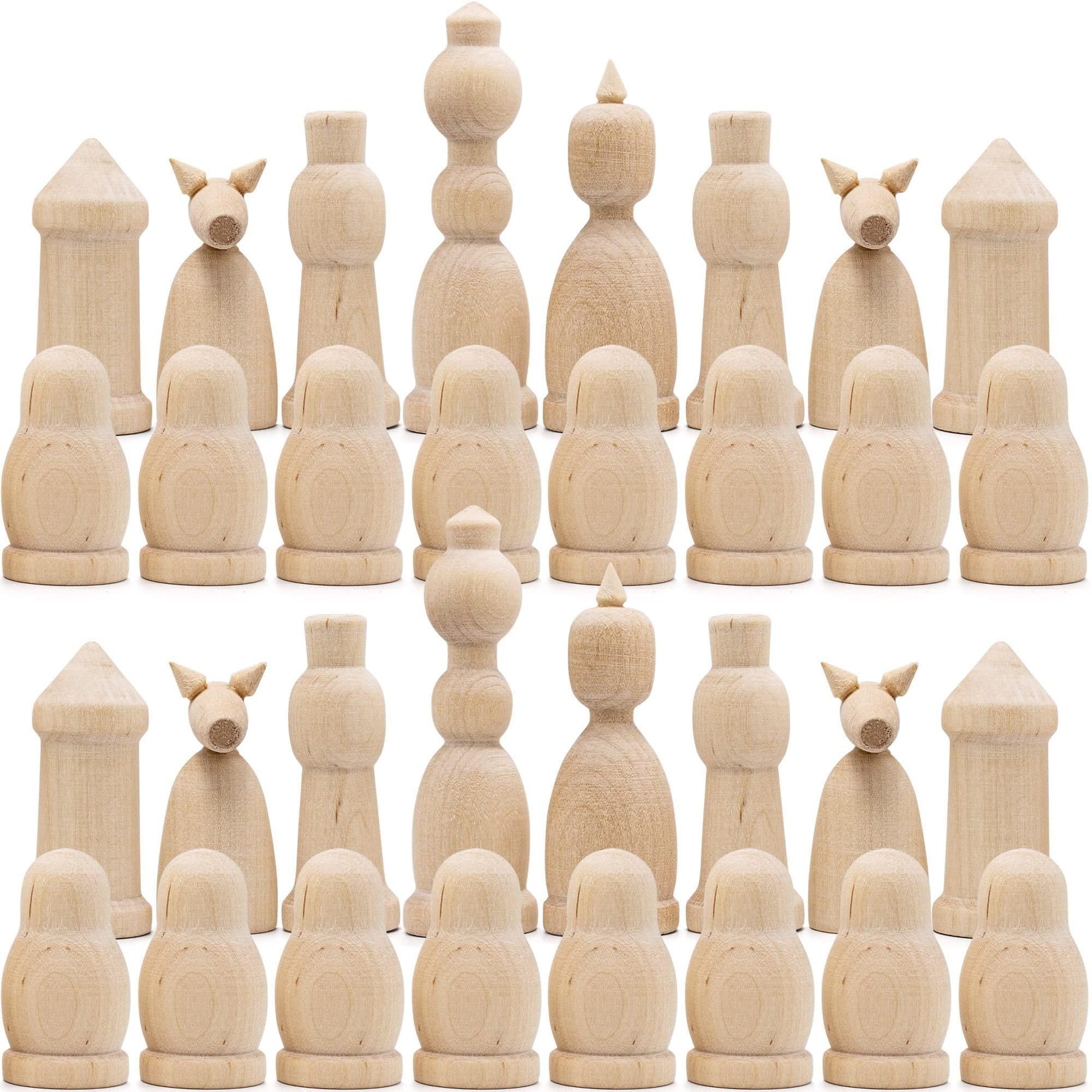 Unfinished Wood Chess Pieces Only Set of 32 pcs Paint Your Own Chess Set Blank Chess Sets for DIY Unfinished for Arts an image 1