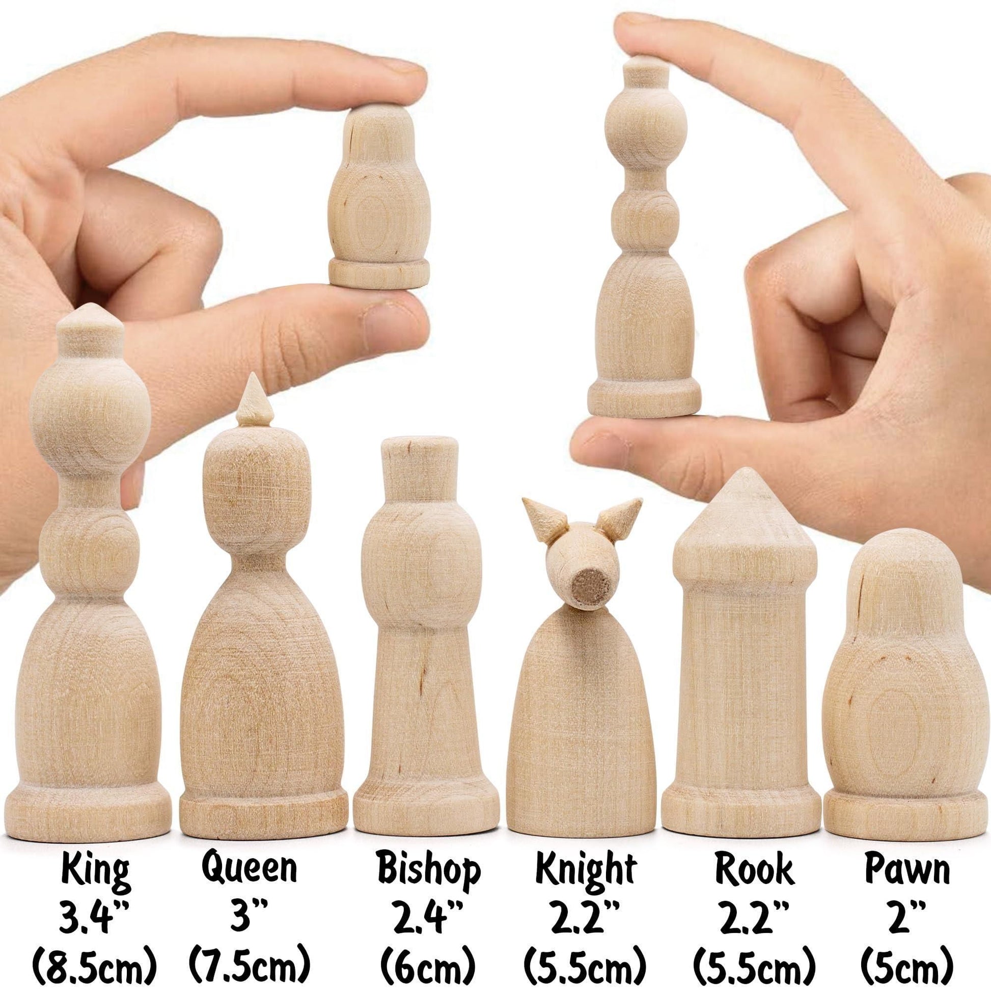 Unfinished Wood Chess Pieces Only Set of 32 pcs Paint Your Own Chess Set Blank Chess Sets for DIY Unfinished for Arts an image 2