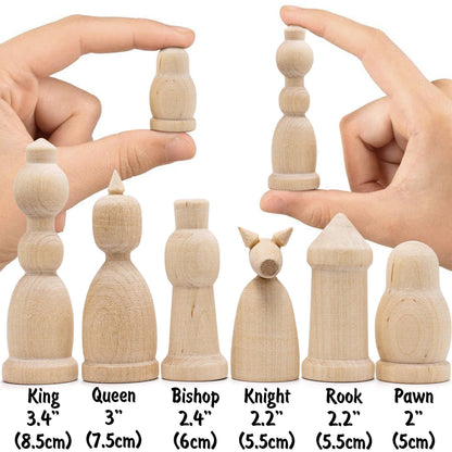 Unfinished Wood Chess Pieces Only Set of 32 pcs Paint Your Own Chess Set Blank Chess Sets for DIY Unfinished for Arts an image 2