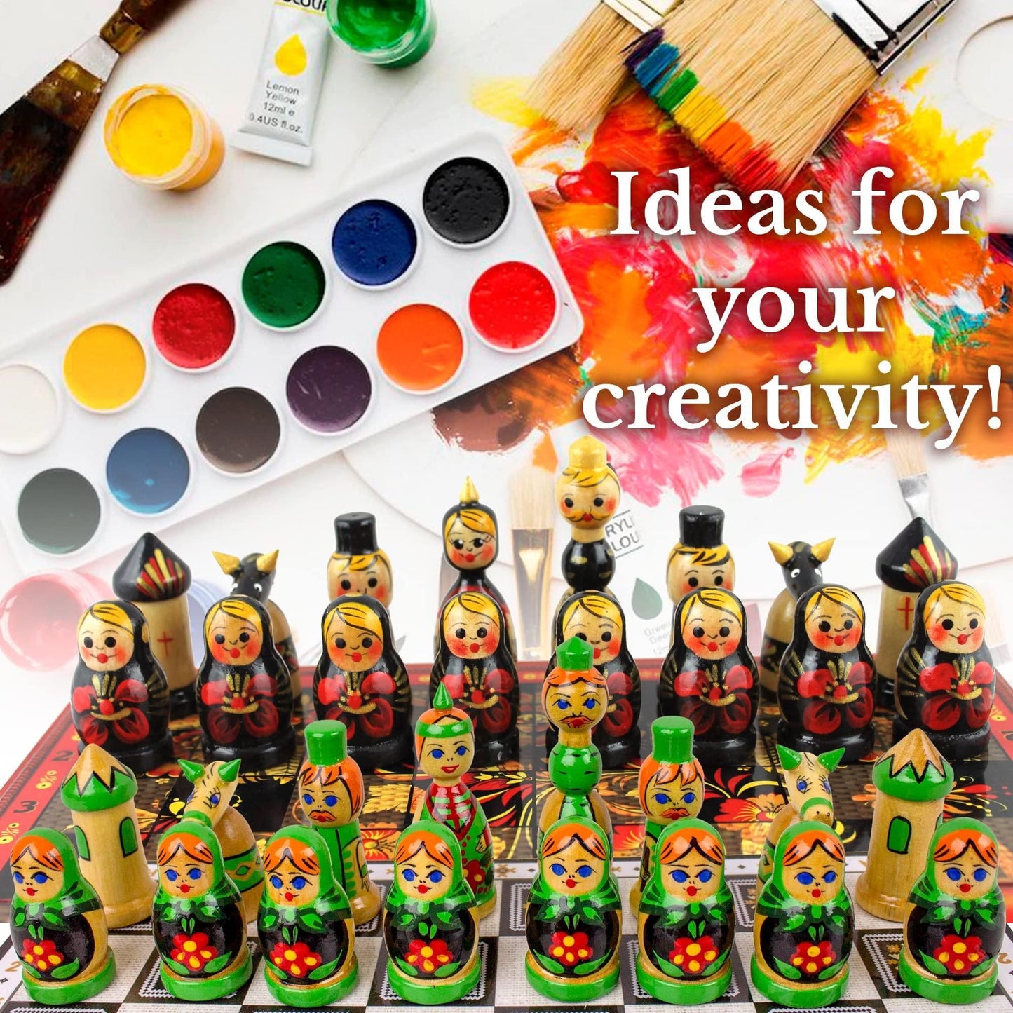 Unfinished Wood Chess Pieces Only Set of 32 pcs Paint Your Own Chess Set Blank Chess Sets for DIY Unfinished for Arts an image 4
