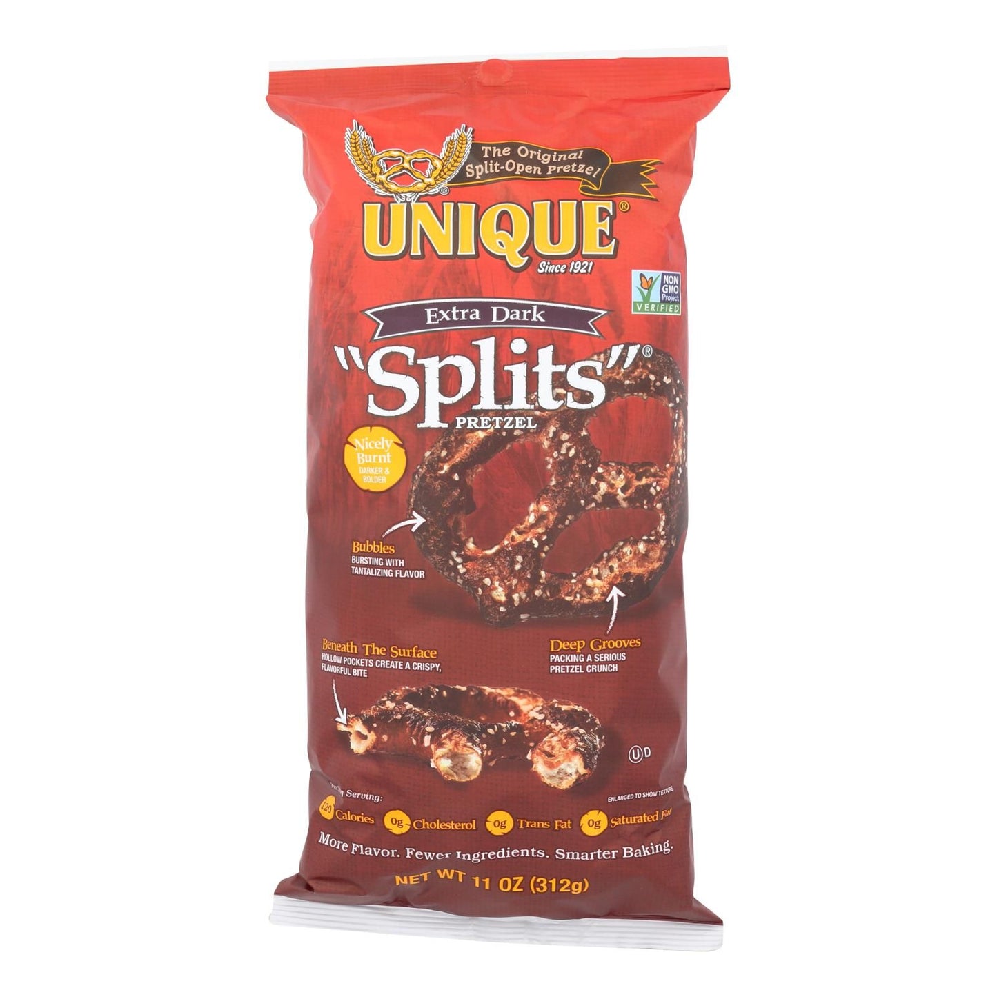 Unique Pretzels - Splits - Extra Dark - Case Of 12 - 11 Oz. image 1