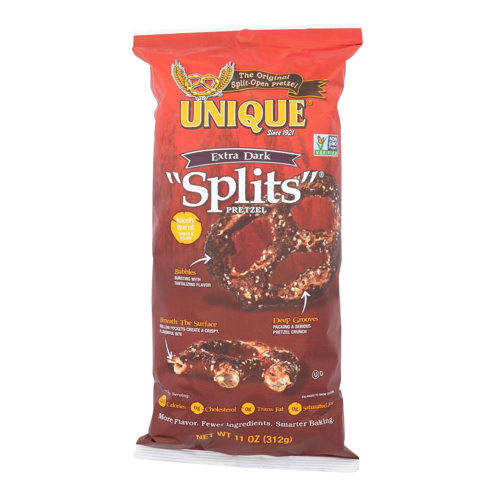 Unique Pretzels - Splits - Extra Dark - Case Of 12 - 11 Oz. image 1