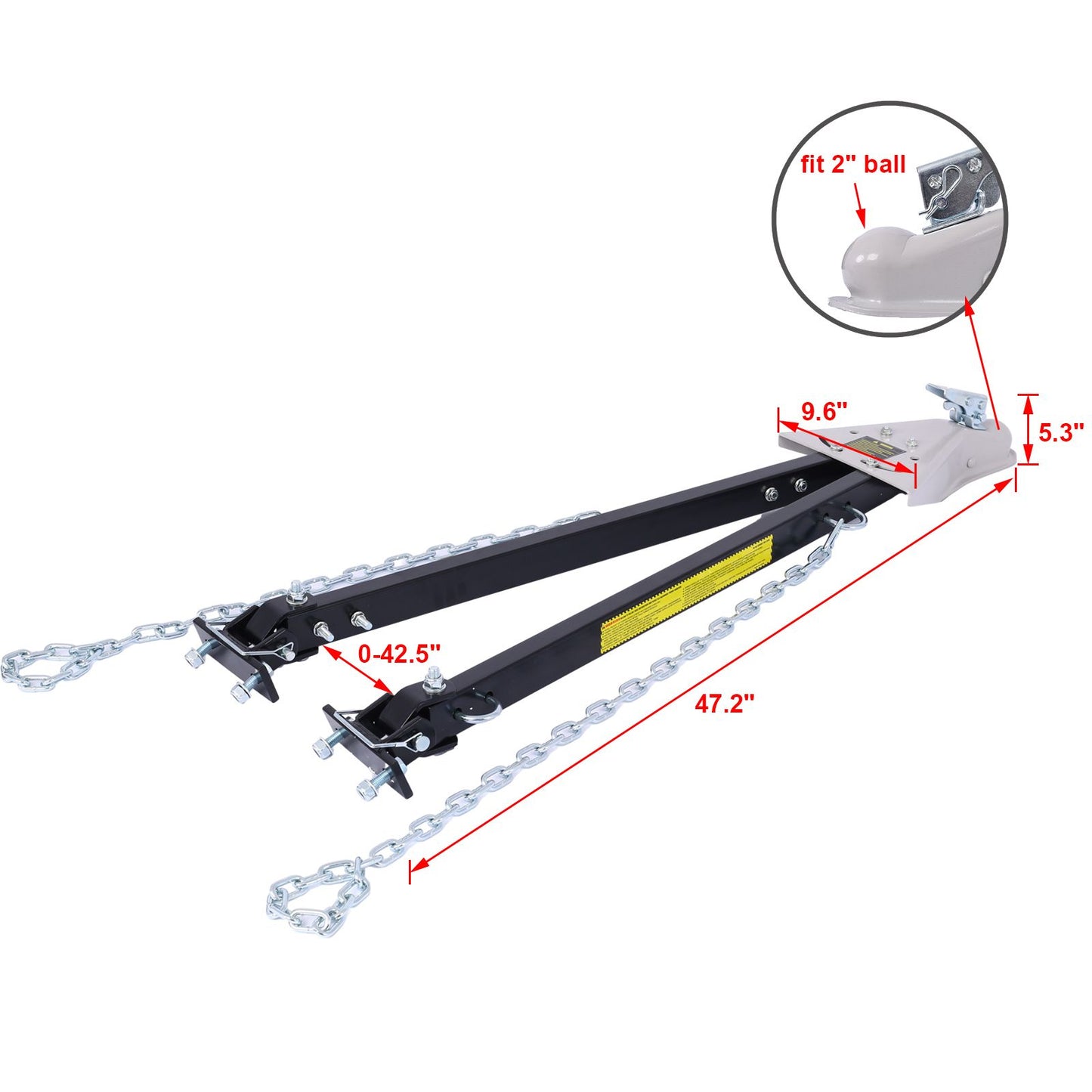 Universal Car RV Tow Bars for Flat or Dinghy Towing, 5,000 lbs, 2-Inch Coupler image 3