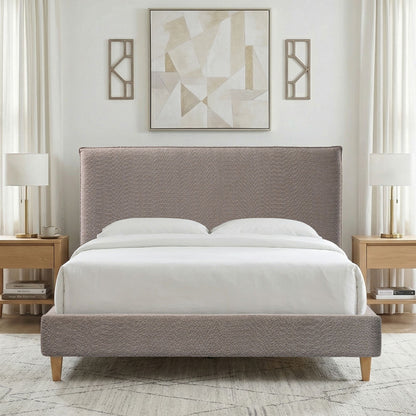Upholstered Bed Frame with Modern Boucle Headboard, Queen Size, Minimalist, Platform Bed, No Box Spring Required, Bed Fr image 2