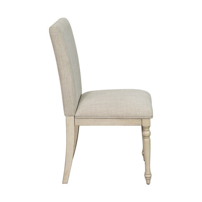 Dining chair back view showing turned legs
