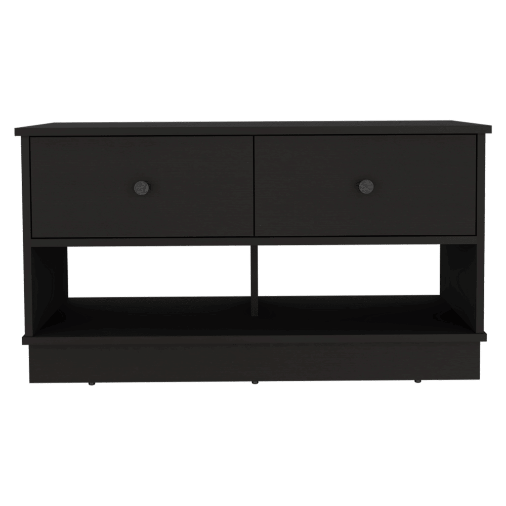 Uranus Storage Bench, Two Drawers, Two Open Shelves, Black image 3
