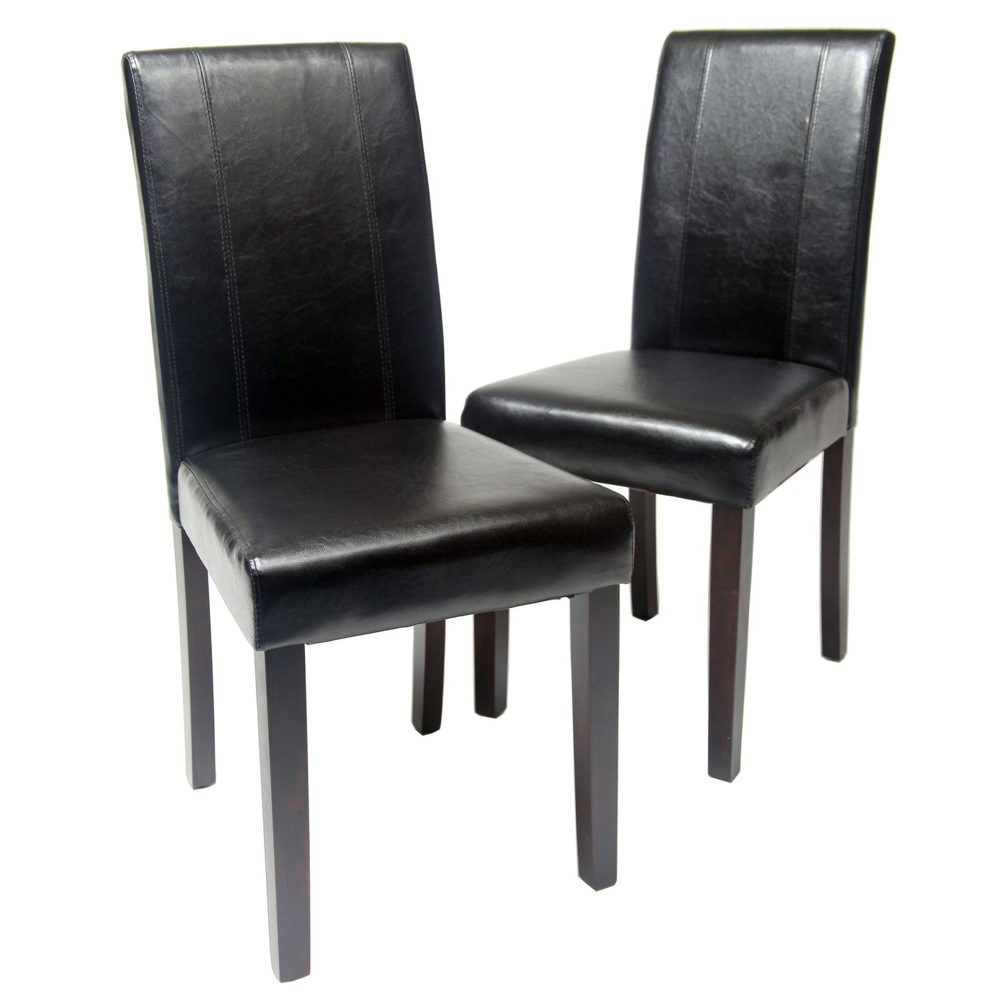 Urban Style Solid Wood Leatherette Padded Parson Chair, Black, Set of 2 image 6