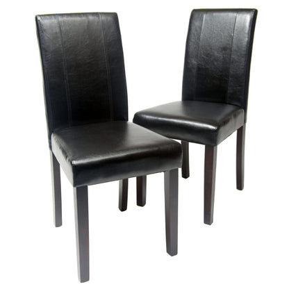 Urban Style Solid Wood Leatherette Padded Parson Chair, Black, Set of 2 image 6