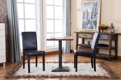 Urban Style Solid Wood Leatherette Padded Parson Chair, Black, Set of 2 image 1
