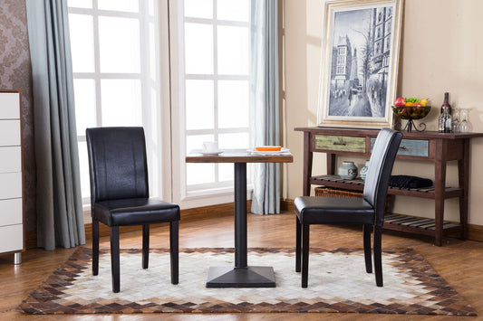 Urban Style Solid Wood Leatherette Padded Parson Chair, Black, Set of 2 image 1