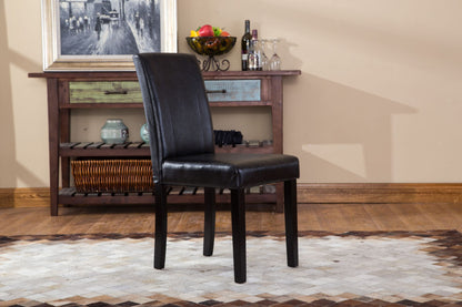 Urban Style Solid Wood Leatherette Padded Parson Chair, Black, Set of 2 image 3