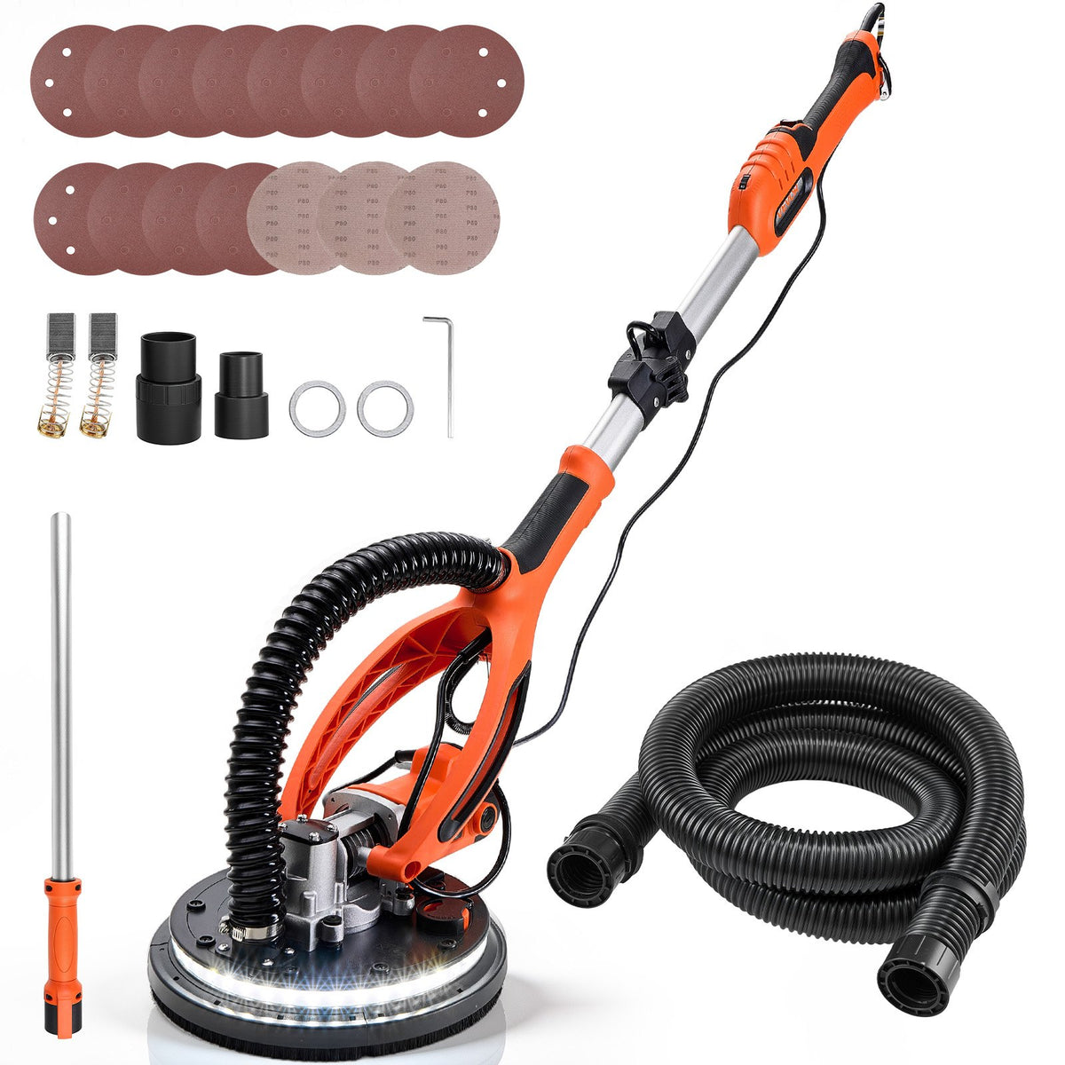 VEVOR Drywall Sander, Electric Drywall Sander with Dust Coll 850 W / Double-Deck LED Light