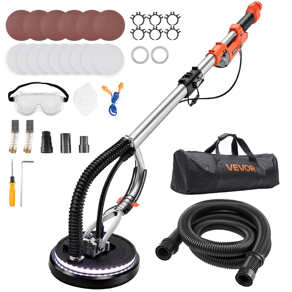VEVOR Drywall Sander, Electric Drywall Sander with Dust Coll 1010 W / Double-Deck LED Light