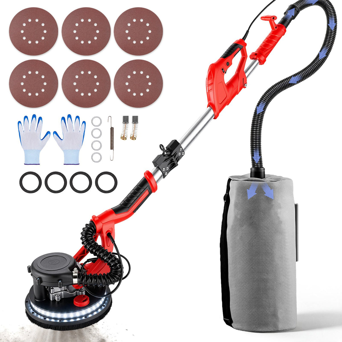 VEVOR Drywall Sander, Electric Drywall Sander with Dust Coll 850 W / LED Strip Light