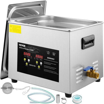 VEVOR Ultrasonic Cleaner with Heater and Timer, 304 Stainles 15 L