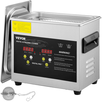 VEVOR Ultrasonic Cleaner with Heater and Timer, 304 Stainles 3 L