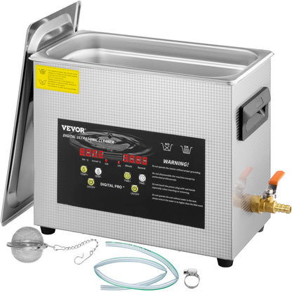 VEVOR Ultrasonic Cleaner with Heater and Timer, 304 Stainles 6 L