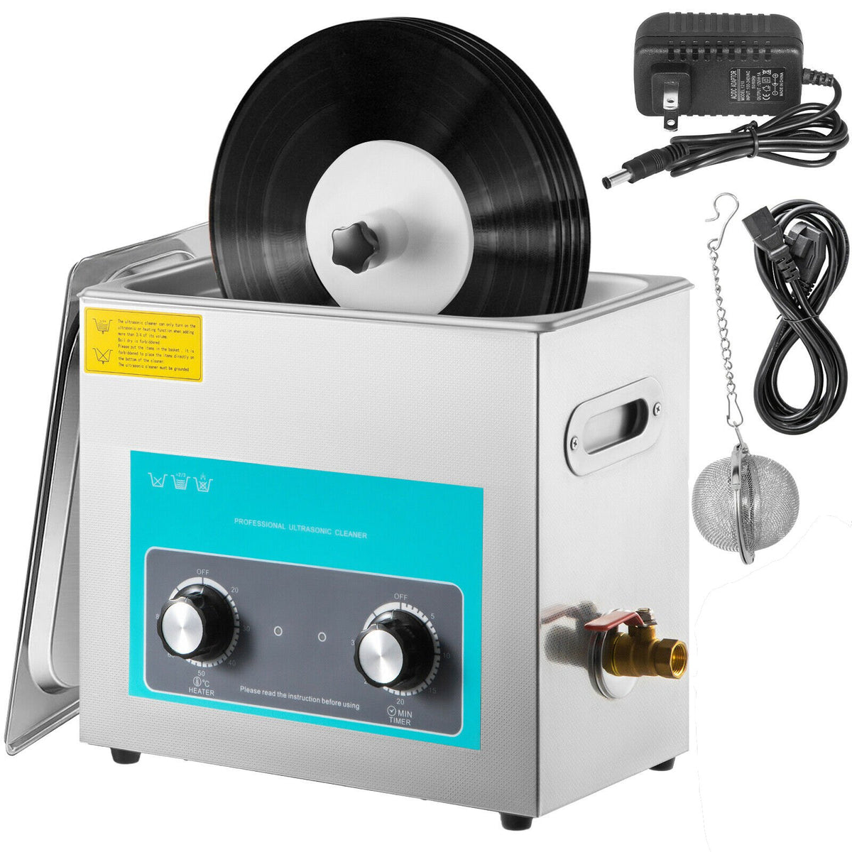 VEVOR Professional Ultrasonic Cleaner with Heater and Timer, 6 L / Vinyl Record